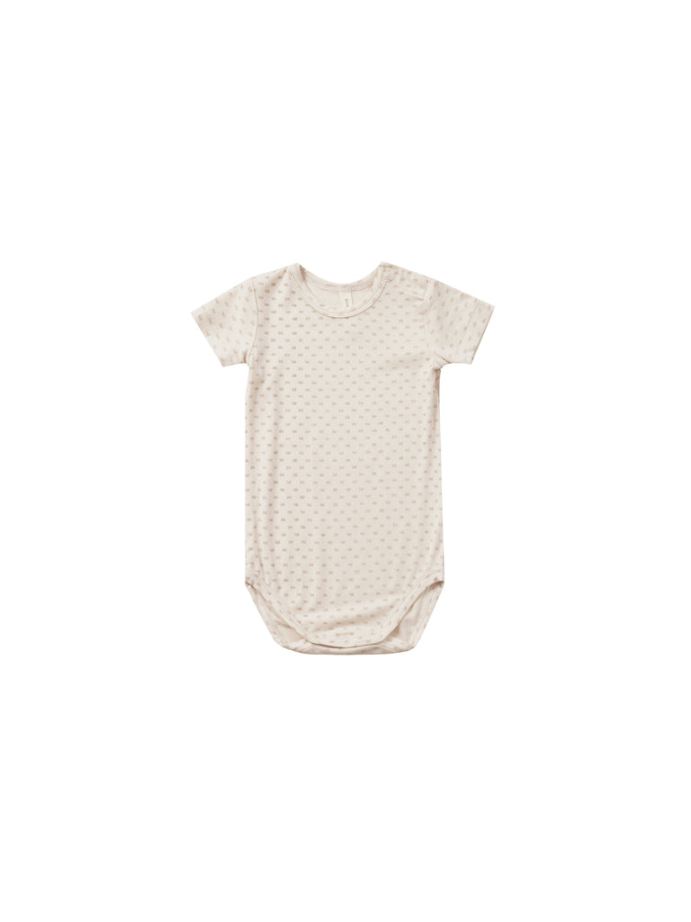 Quincy Mae BAMBOO SHORT SLEEVE BODYSUIT || OAT CHECK