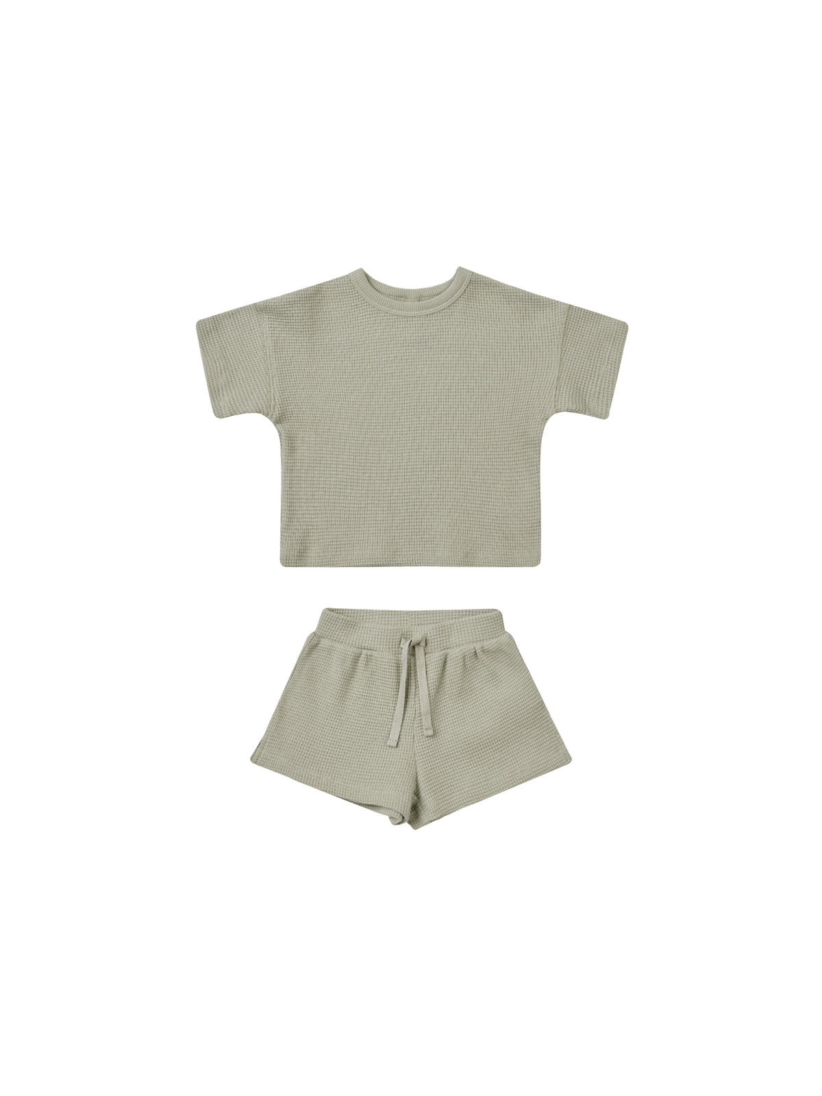 Quincy Mae WAFFLE TEE + SHORT SET || SAGE