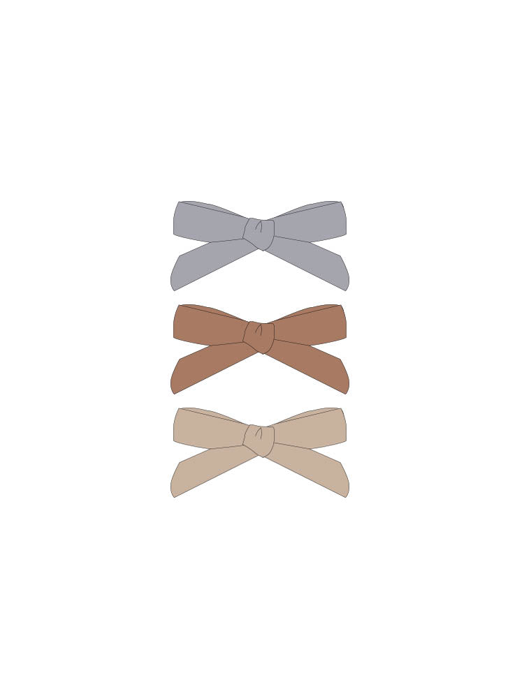 Quincy Mae BOW W. CLIP, SET OF 3 || PERIWINKLE, CLAY, OAT