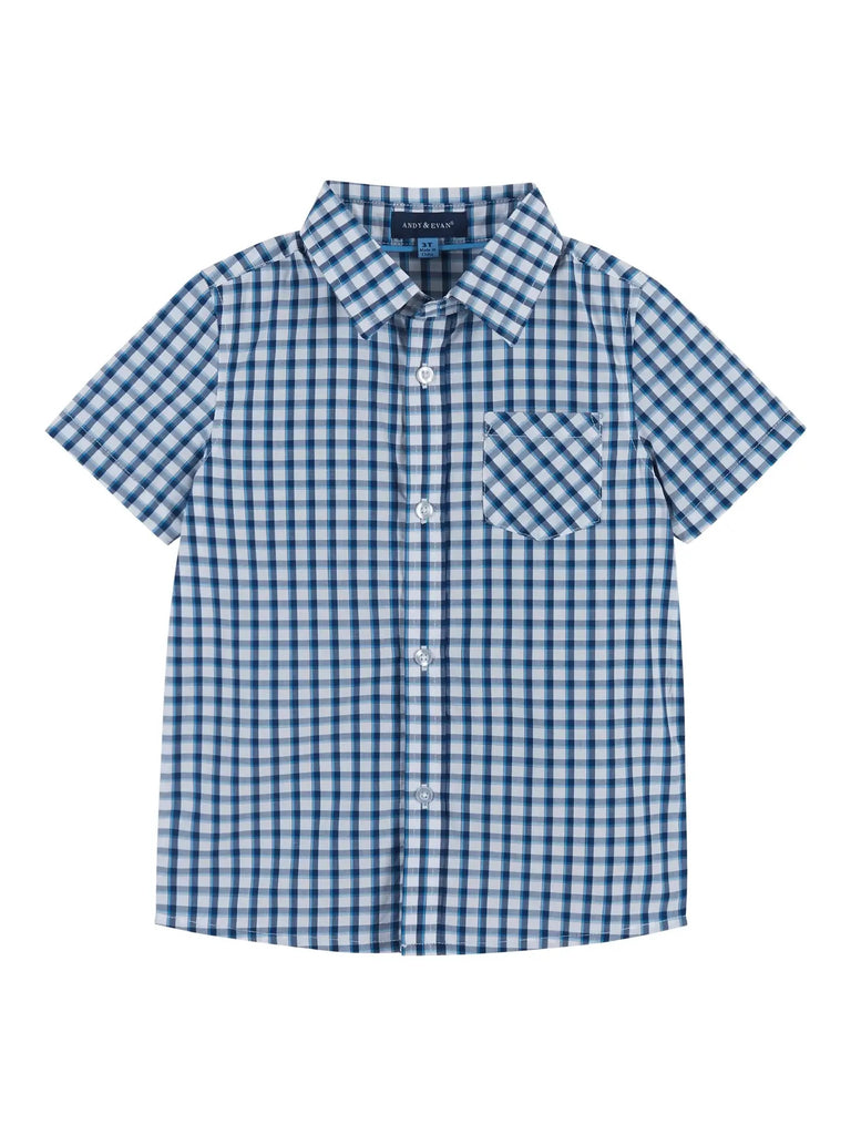 Boys Bamboo from Rayon Buttondown Teal + White