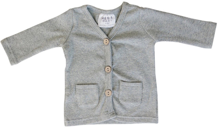 Mebie Baby Grey Ribbed Cardigan