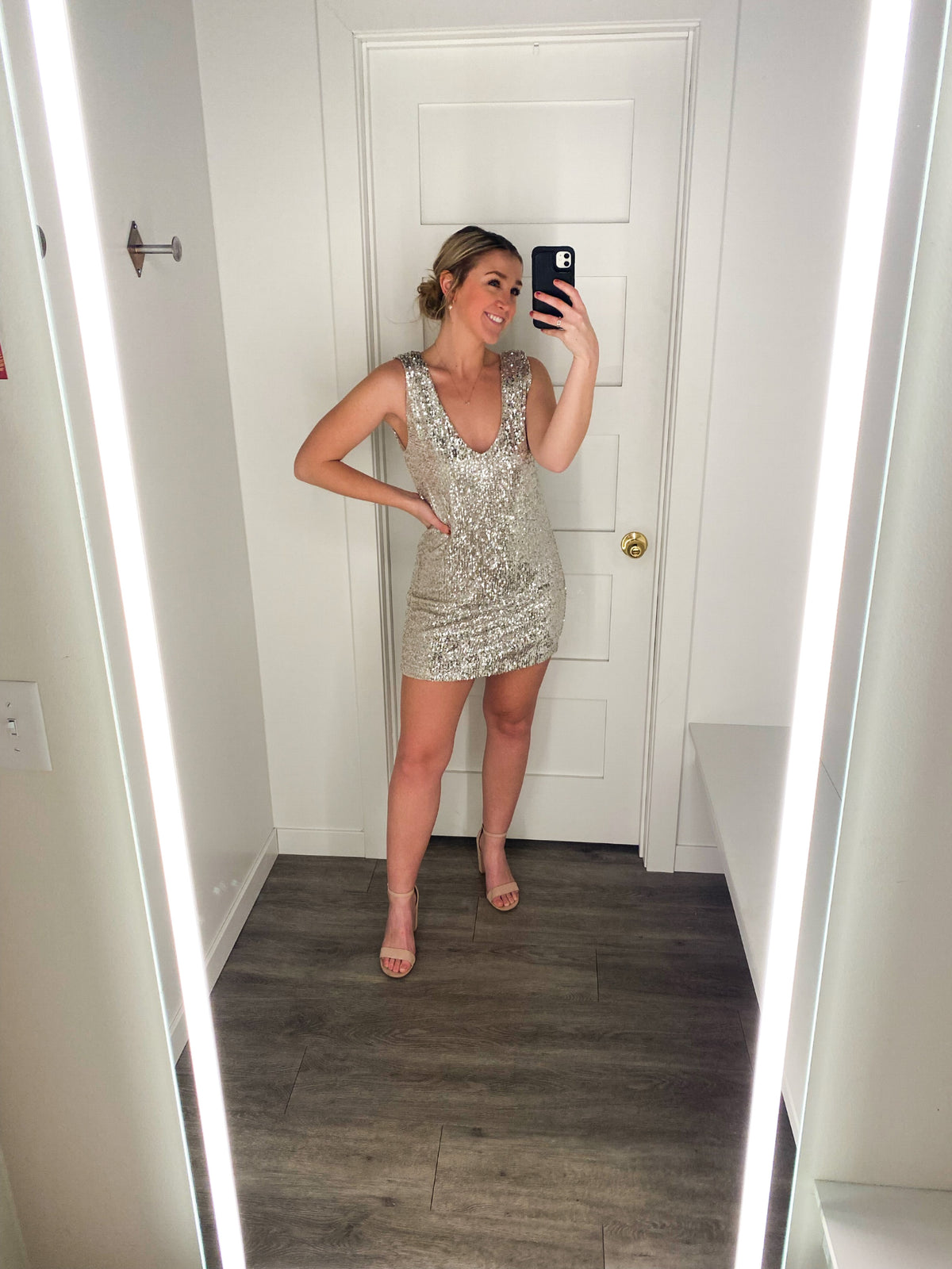 BB Dakota Sequin Finale Silver Dress