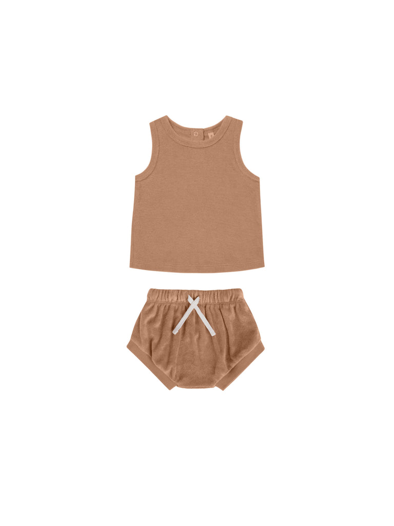 Quincy Mae Terry Tank Set- Clay