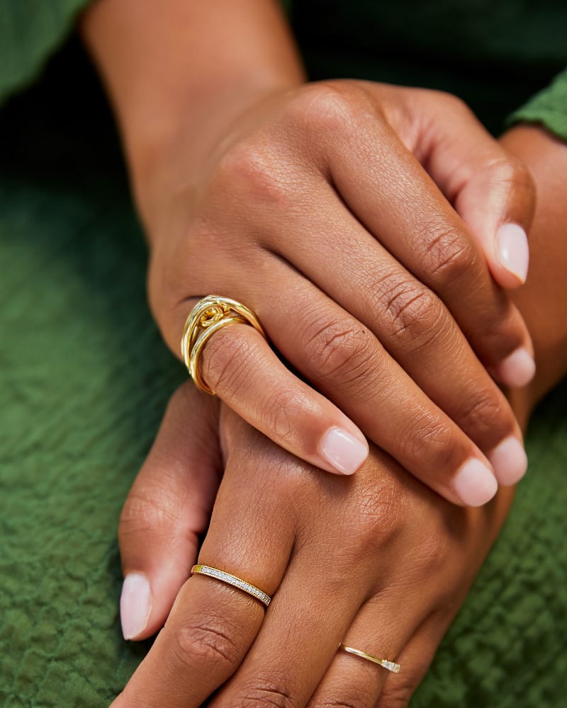 Kendra Scott Wishbone Crystal Ring Set Gold White Crystal Si | Steve Lennon  & Co Jewelers | New Hartford, NY