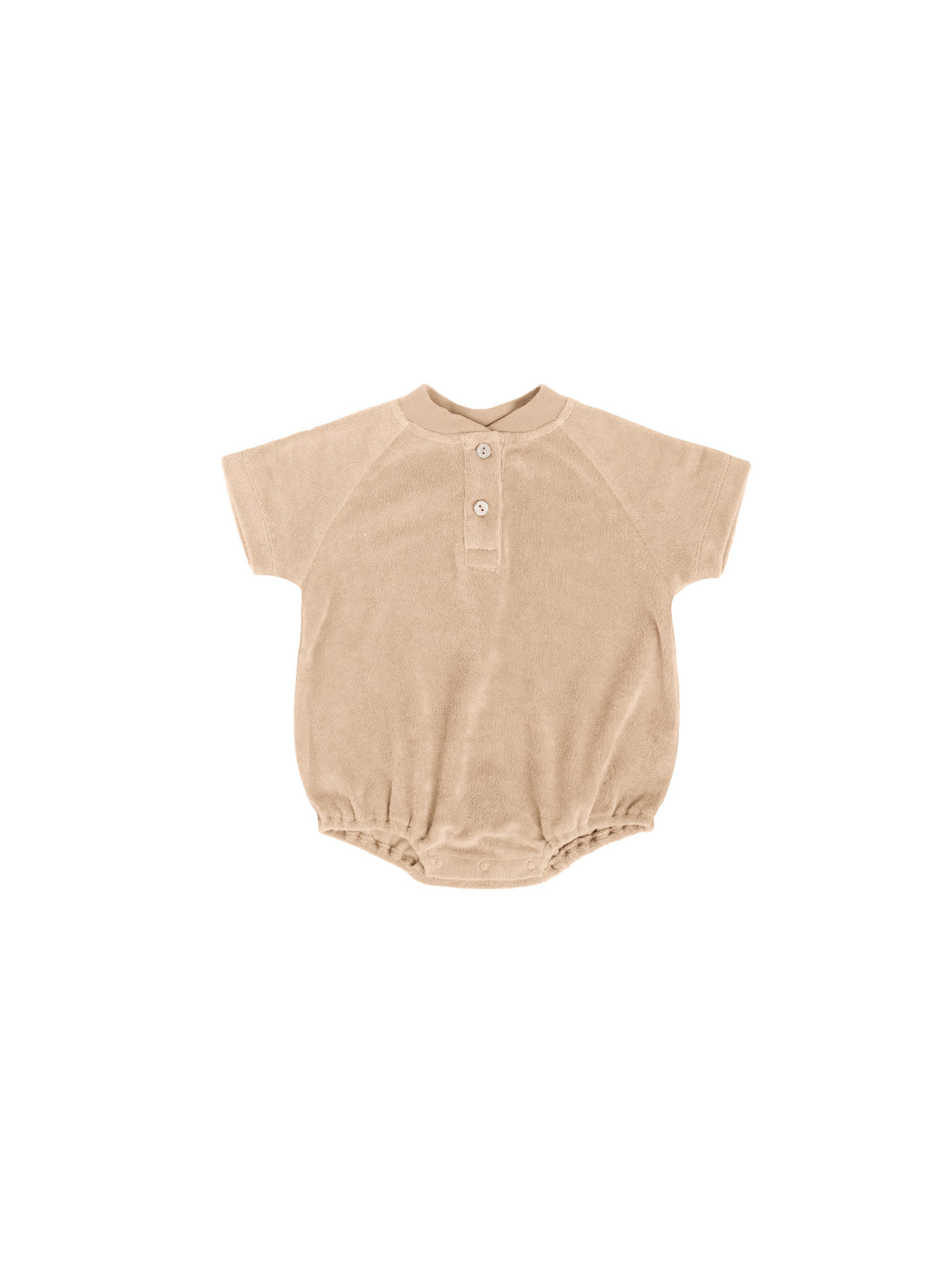 Quincy Mae Terry Henley Romper- Apricot